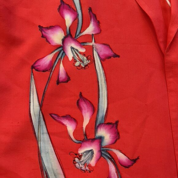 Vintage Yolanda Lorente Open Blazer Jacket 1X Floral Red Hand Painted 100% Silk - Picture 3 of 11